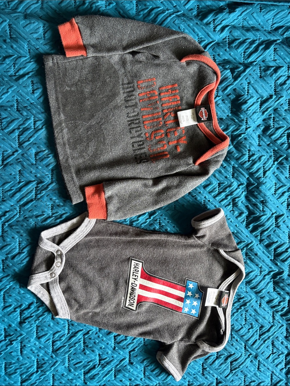 Harley-Davidson Kids Gray & Orange Sweatshirt and Bodysuit